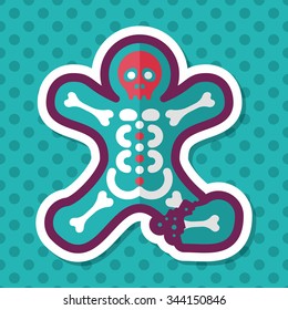 skeleton flat icon with long shadow,eps10