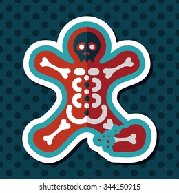 skeleton flat icon with long shadow,eps10