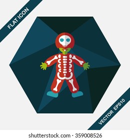 skeleton flat icon with long shadow,eps10