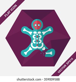 skeleton flat icon with long shadow,eps10