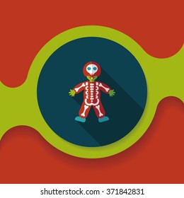 skeleton flat icon with long shadow,eps10