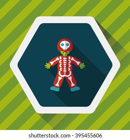 skeleton flat icon with long shadow,eps10