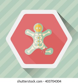 skeleton flat icon with long shadow,eps10