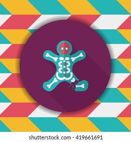skeleton flat icon with long shadow,eps10