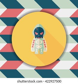 skeleton flat icon with long shadow,eps10