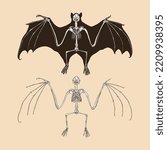 Skeleton fruit bat vector illustration animal