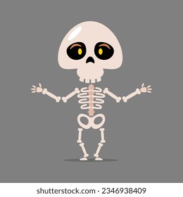 Skeleton ghost . Cute halloween cartoon characters . Vector .