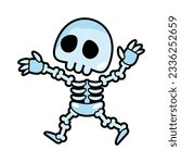 Skeleton ghost . Halloween cartoon characters . Vector .