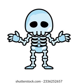 Skeleton ghost . Halloween cartoon characters . Vector .