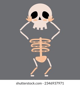 Skeleton ghost . Halloween cartoon characters . Vector .