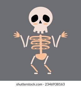 Skeleton ghost . Halloween cartoon characters . Vector .