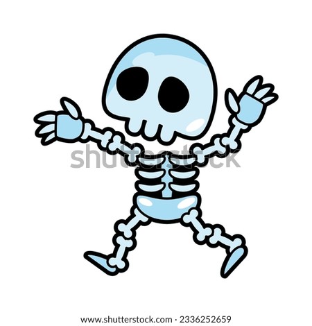 Skeleton ghost . Halloween cartoon characters . Vector .