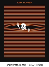 skeleton ghost halloween come out from orange lines