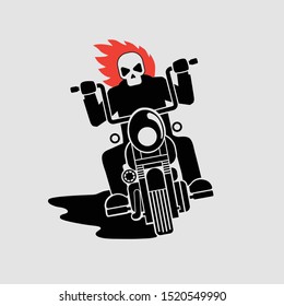 skeleton ghost riding a motorcycle logo vector.illustration