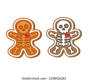 skeleton gingerbread christmas vector isolated illustration