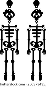 Skeleton girl Halloween earrings jewellery laser cut. Vector templates for cutting