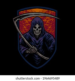 the skeleton grim reaper illustration