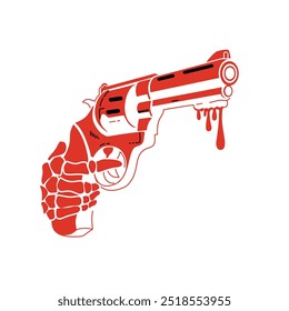 Skeleton gunner revolver vector art