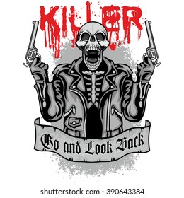 skeleton with guns, design t-shirts
