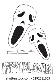 Skeleton Halloween Coloring Page for Kids. Coloring book for adult and kids. Black and White Cartoon Illustration.