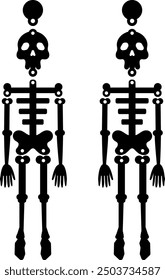 Skeleton Halloween earrings jewellery laser cut. Vector templates for cutting