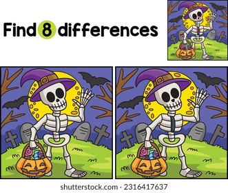 Skeleton Halloween Find The Differences