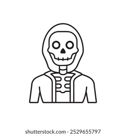 Skeleton for Halloween icon, Halloween skeleton logo, Vector Art Skeleton, Halloween skeleton icon vector illustration on white background.