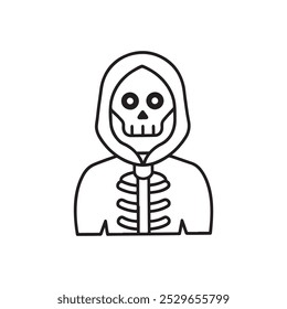 Skeleton for Halloween icon, Halloween skeleton logo, Vector Art Skeleton, Halloween skeleton icon vector illustration on white background.