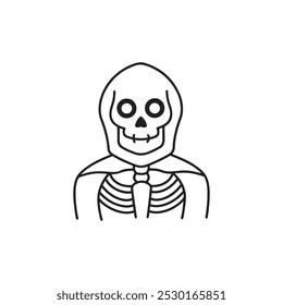 Skeleton for Halloween icon, Halloween skeleton logo, Vector Art Skeleton, Halloween skeleton icon vector illustration on white background.