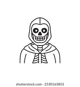 Skeleton for Halloween icon, Halloween skeleton logo, Vector Art Skeleton, Halloween skeleton icon vector illustration on white background.