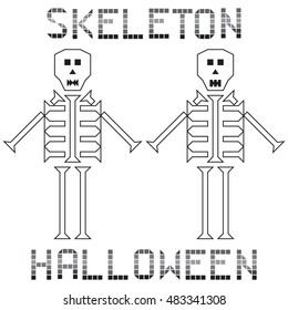 skeleton halloween set text on the white