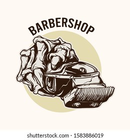 Skeleton Hand Barbershop vector illustration
