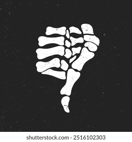 Skeleton hand with bone finger down. hand gesture
disapproval sign, vector illustration.