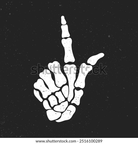 Skeleton hand with bone finger. Hand gesture