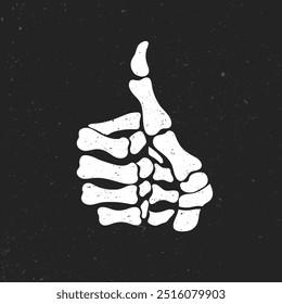 Skeleton hand with bone finger up. hand gesture
approval sign, vector illustration.