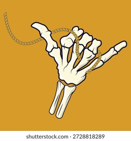 Esqueleto mano atada con cuerda
