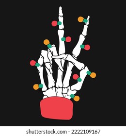 Skeleton Hand Christmas Light Vector