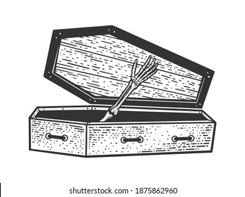 open coffin drawing