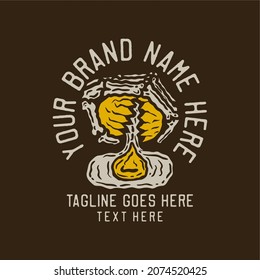 skeleton hand cracking egg vintage t shirt design template
