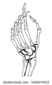 skeleton hand drawn in black and white tattoo icon vector illustration graphic design