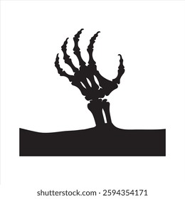 Skeleton Hand Emerging from the Ground silhouette on white background
