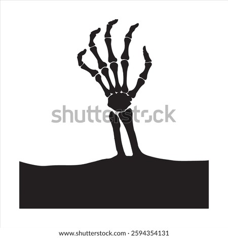 Skeleton Hand Emerging from the Ground silhouette on white background
