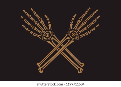 skeleton hand with eye mysticism tattoos vector illustration