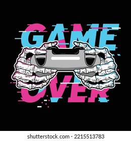 Skeleton hand gaming vector illustration