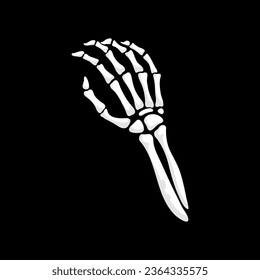 Skeleton hand gesture of Hi five or Bye sign with finger bones, vector silhouette icon. Skeleton hand or human body dead arm with welcome or farewell waving palm gesture sign of X-ray hand