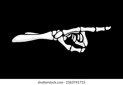 Skeleton hand gesture of index finger pointing right direction, vector silhouette icon. Skeleton hand finger showing direction to right with index finger, human body dead hand with gesture sign