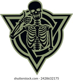 skeleton with hand gesture, vintage design t shirts