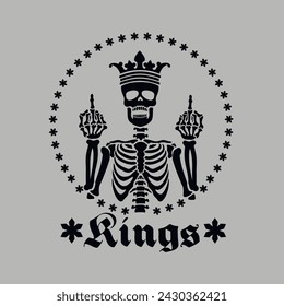 skeleton with hand gesture, vintage design t shirts