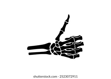 Skeleton hand giving thumbs up in silhouette. Vector illustration design.