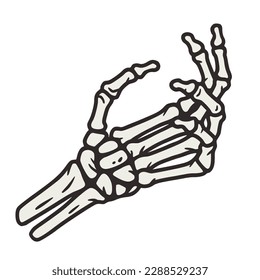 Skeleton hand for halloween design. Hand bones or graphic element for tattoo